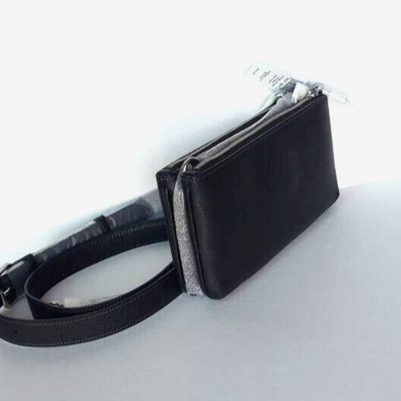 NWT Coach CJ789 Double Zip Crossbody in Refine Pebble Leather Clutch in Black - Picture 7 of 16